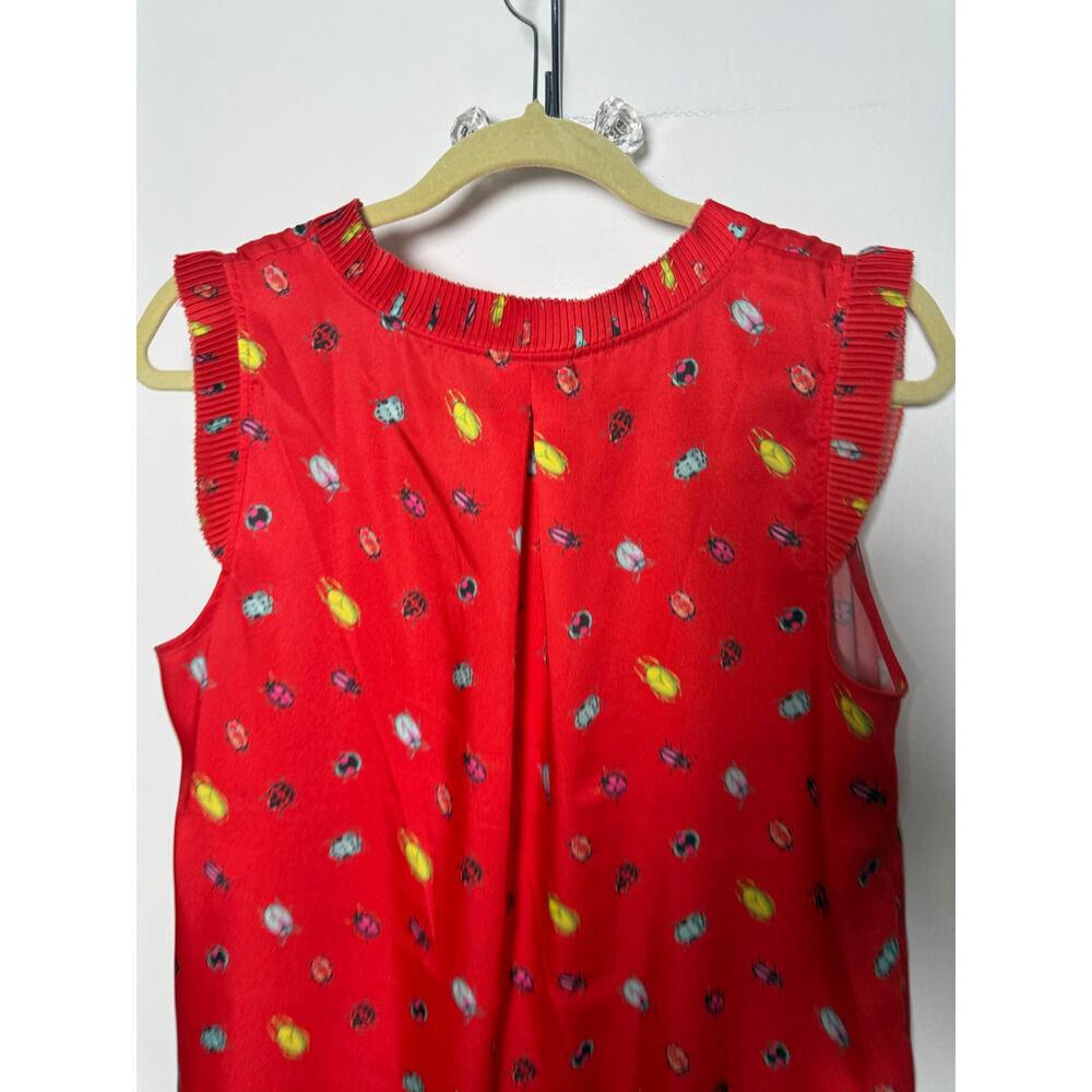 Talbots Red Ruffle Ladybug Bug Sleeveless Tank Top Blouse Women's Medium NWOT - Picture 8 of 8